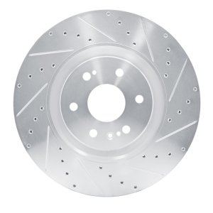 Cadillac Escalade Brake Rotor (1) - Front Right - R1 Concepts - Drilled & Slotted - Silver - `21-`25
